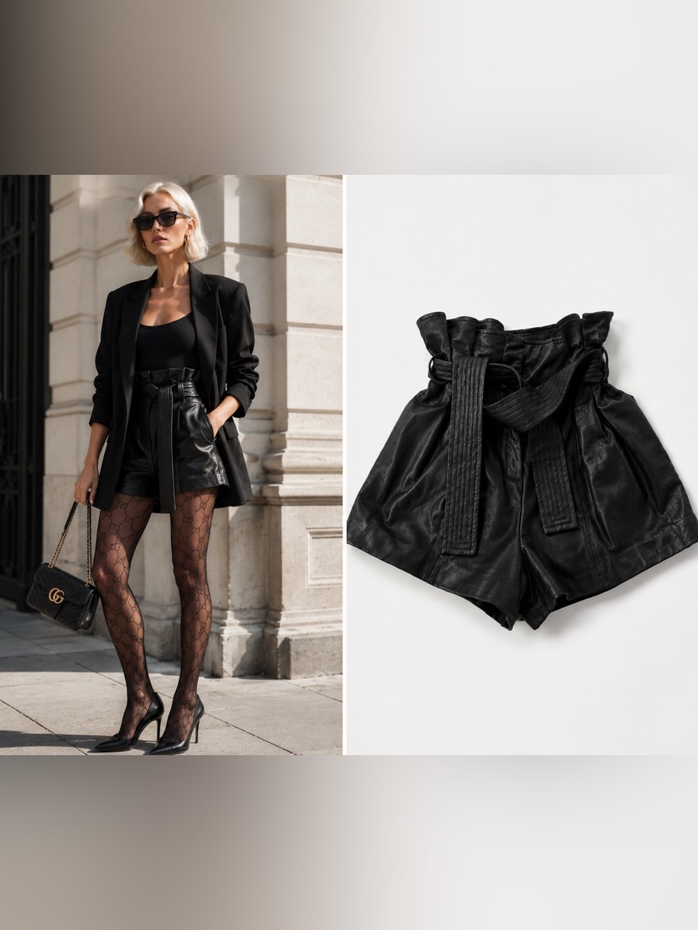 New! LAMARQUE Jaira Leather Paperbag Shorts | Black | Size M | $450 Retail